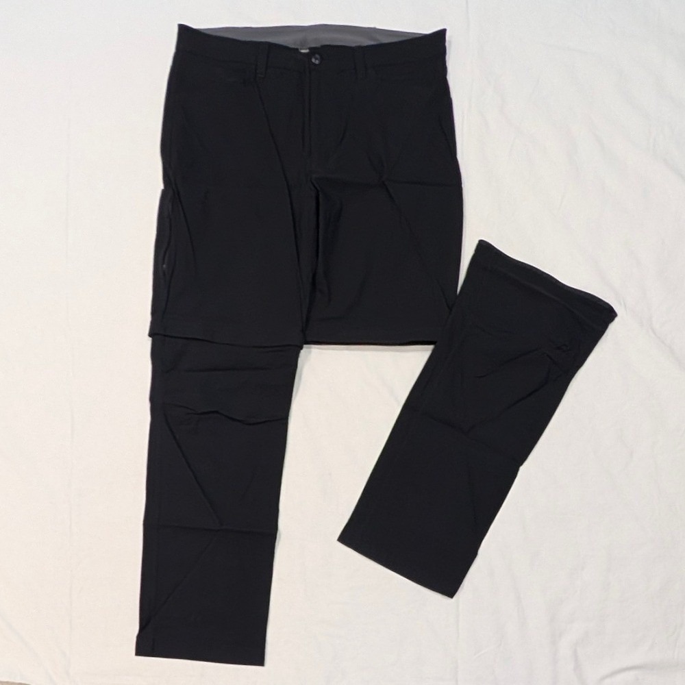 Eddie Bauer First Ascent Mens 36x32 Black Convertible Hiking Pants to Shorts